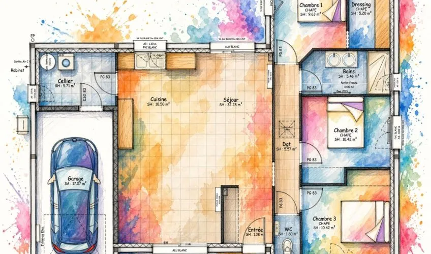 Projet de construction d'une maison 98 m² avec terrain à CHARNAY-LES-MACON (71850)