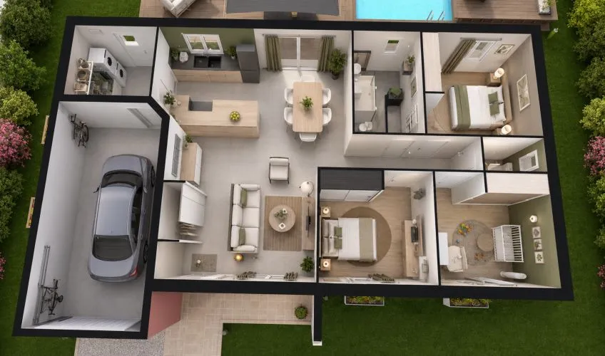 Projet de construction d'une maison 90 m² avec terrain à NEUVILLE-LES-DAMES (01)