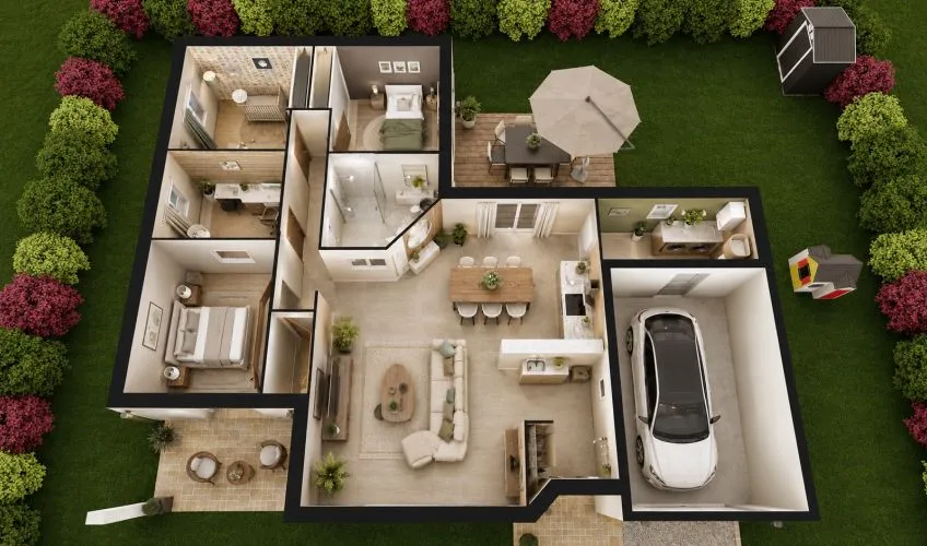 Projet de construction d'une maison 99 m² avec terrain à SAINT-AUBIN-EN-CHAROLLAIS (71)